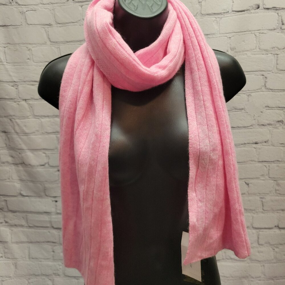 Charter Club Ribbed 100% Cashmere Scarf- Bubblegum Heather
